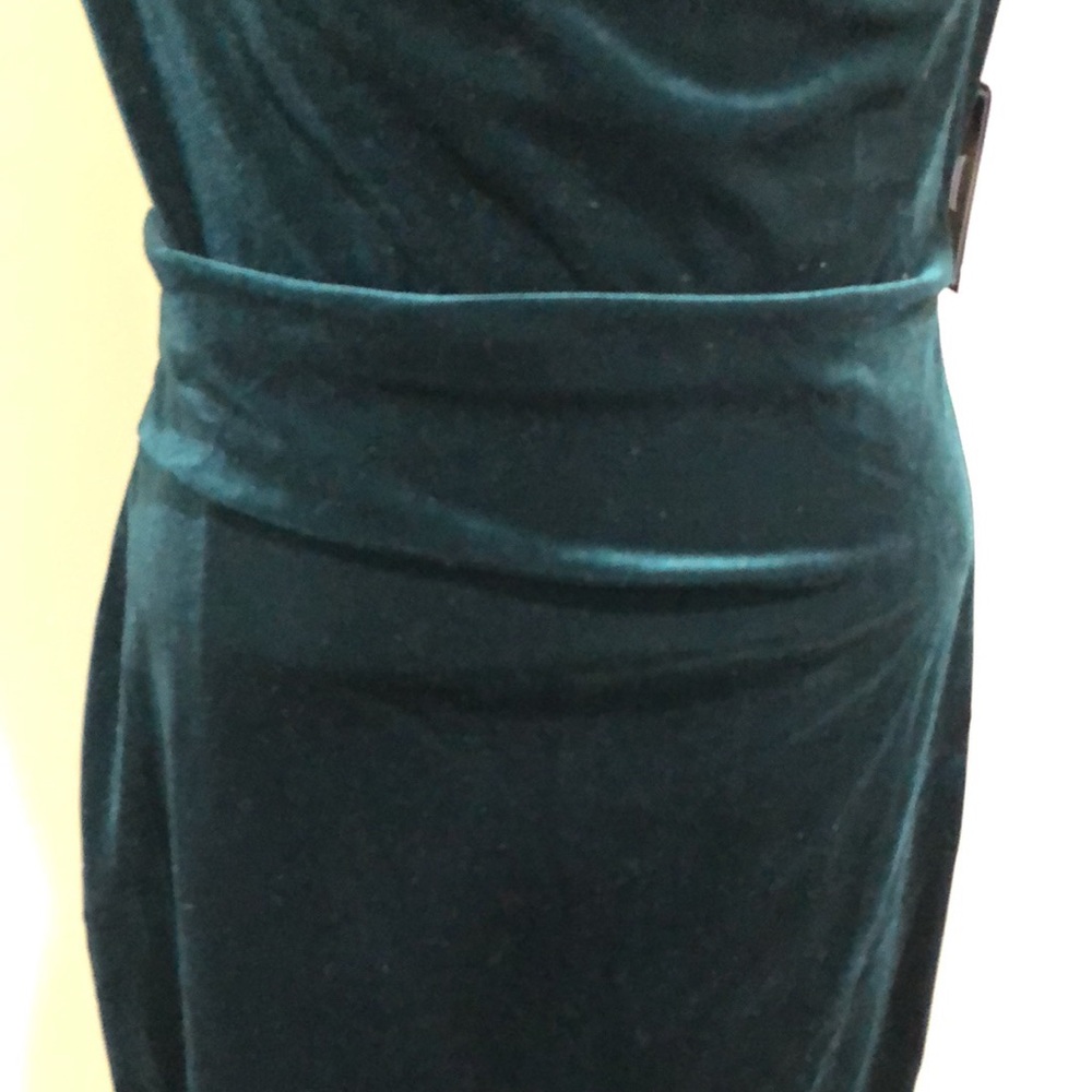 SOLD NWT JH Cocktail Dress Size 12 Dark Hunter Green Velvet Cowl Neck - Picture 4 of 11